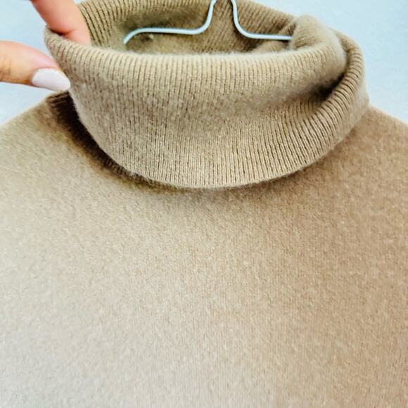 THEORY Camel Khaki Beige Tan Cashmere Solid Pullover Turtleneck Sweater XS - Picture 4 of 11